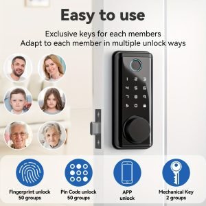BULIST Smart Lock, Fingerprint Door Lock, Keyless Entry Door Lock, Touchscreen-Backlit Keypad Deadbolt - Tuya APP Full Control, Easy Installation and Programming - Black (Sales only in North America)