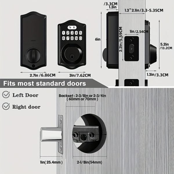 Smart Keyless Entry Door Lock With Electronic Keypad Deadbolt & Lever - Easy Installation & Auto Lock Feature For Front Door Security (Battery Not Included)