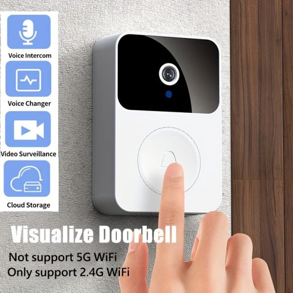 fb252c8fec9ca8afaadd0da7be8b9eaf 1pc Doorbell Camera Wireless, Intelligent Visual Doorbell Home Intercom HD Night Vision WiFi Rechargeable Security Door Doorbell, Two-Way Calls, Photo, Recording, APP Control, Voice Change Function (White) Build-in Battery.